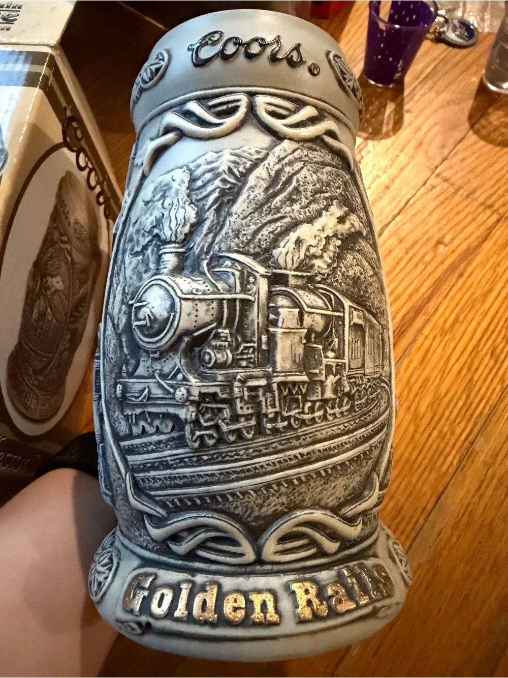 Coors Golden Rails ceramic Stein - Decorative Drinkware